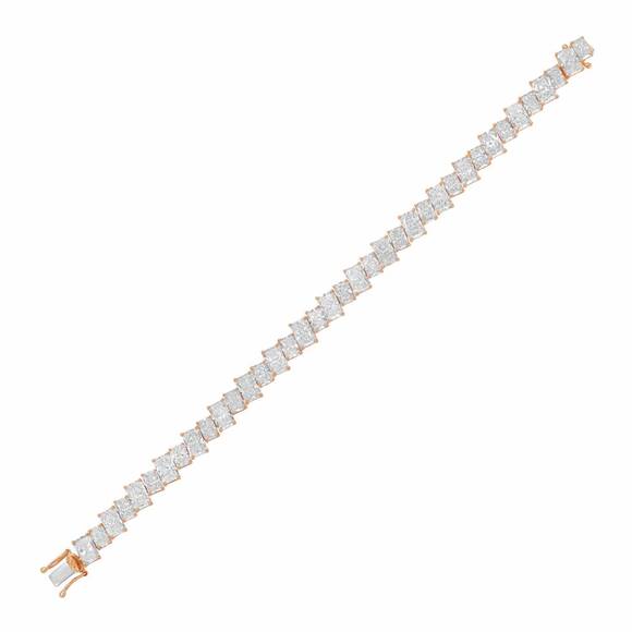 NEW DIANA M JEWELS women\'s radiant lab-grown diamond tennis bracelet (15.00 ct)